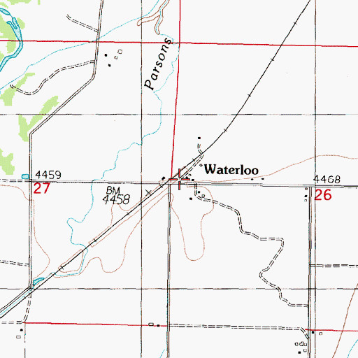 Topographic Map of Waterloo, MT