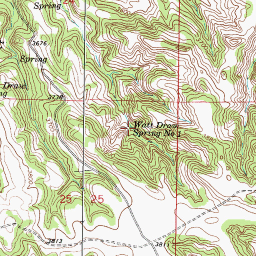 Topographic Map of Watt Draw Spring Number One, MT