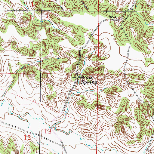 Topographic Map of Watt Spring, MT