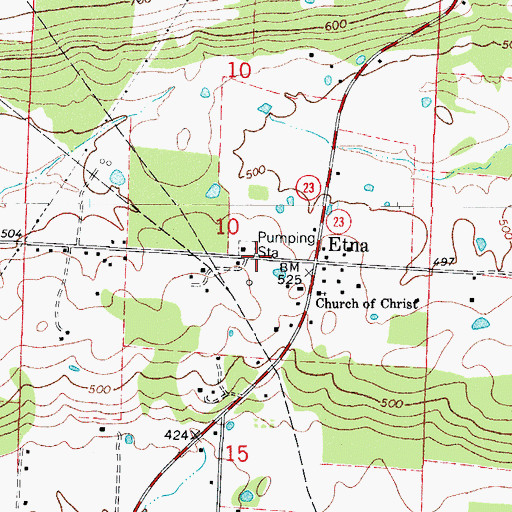 Topographic Map of Etna, AR