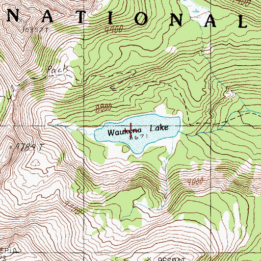 Topographic Map of Waukena Lake, MT
