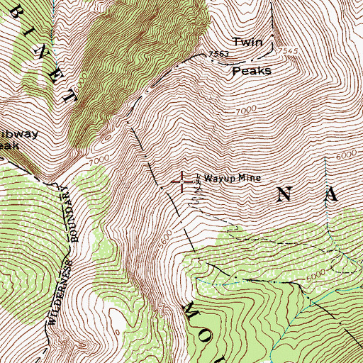 Topographic Map of Wayup Mine, MT