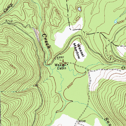 Topographic Map of Weasel Cabin, MT
