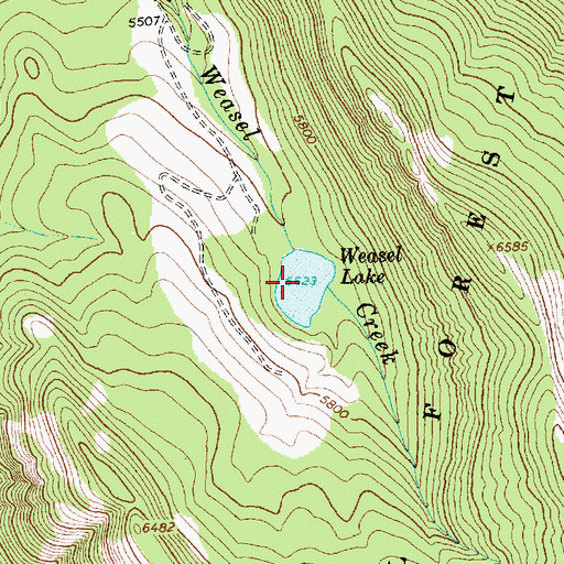 Topographic Map of Weasel Lake, MT