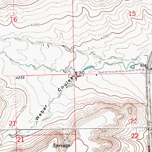Topographic Map of Weber Coulee, MT