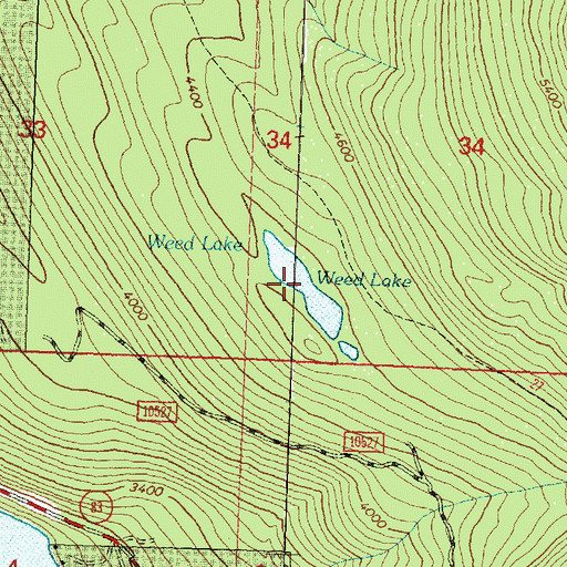Topographic Map of Weed Lake, MT