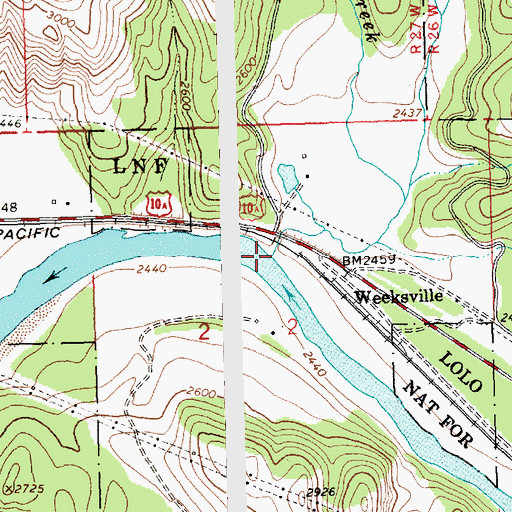 Topographic Map of Weeksville Creek, MT