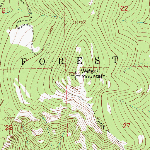 Topographic Map of Weigel Mountain, MT