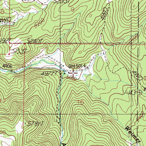 Topographic Map of Weimer Creek, MT