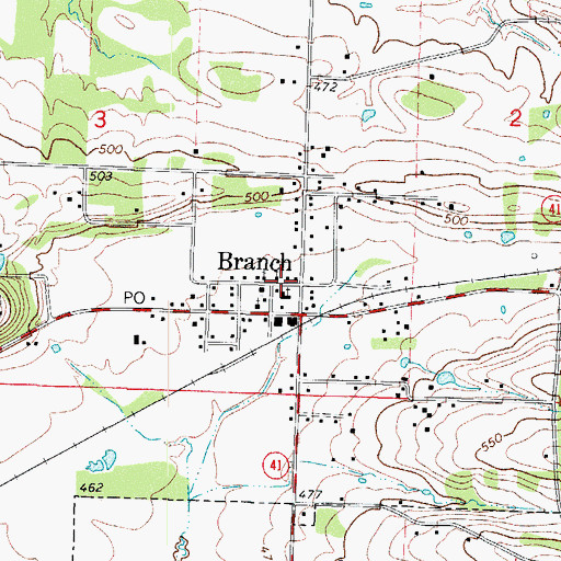 Topographic Map of First Baptist Church, AR