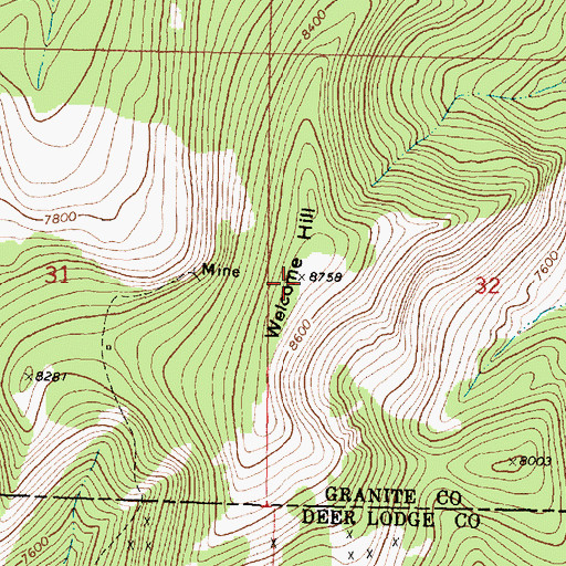 Topographic Map of Welcome Hill, MT
