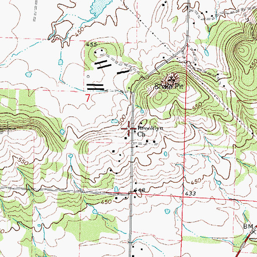 Topographic Map of Brooklyn Freewill Baptist Church, AR