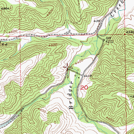 Topographic Map of West Bridger Creek, MT