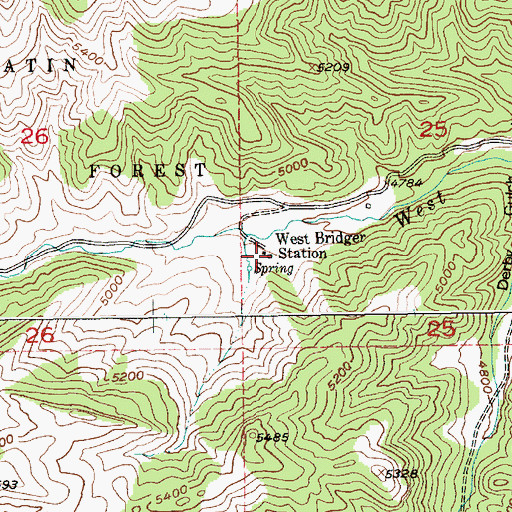 Topographic Map of West Bridger Station, MT
