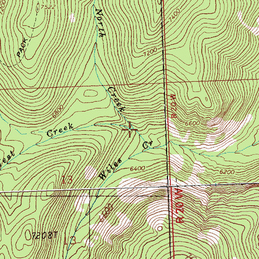 Topographic Map of West Creek, MT