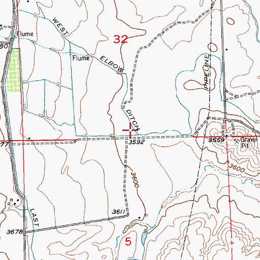 Topographic Map of West Elbow Ditch, MT