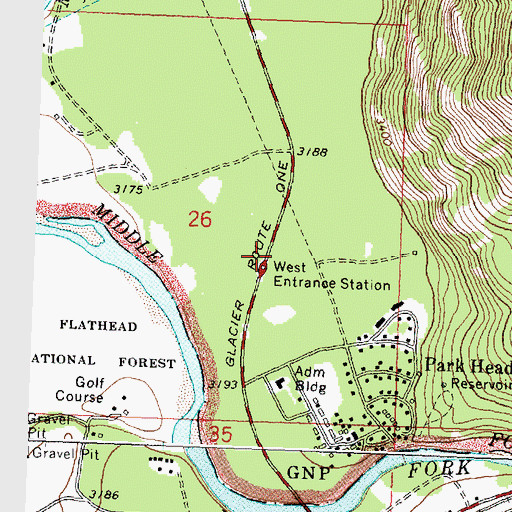 Topographic Map of West Entrance Station, MT