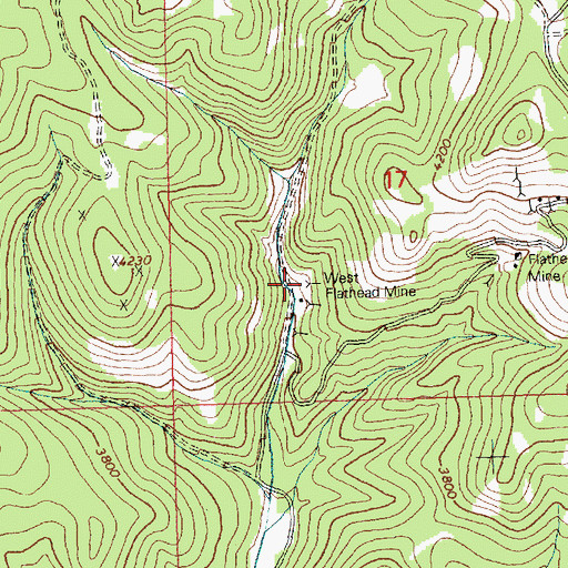 Topographic Map of West Flathead Mine, MT