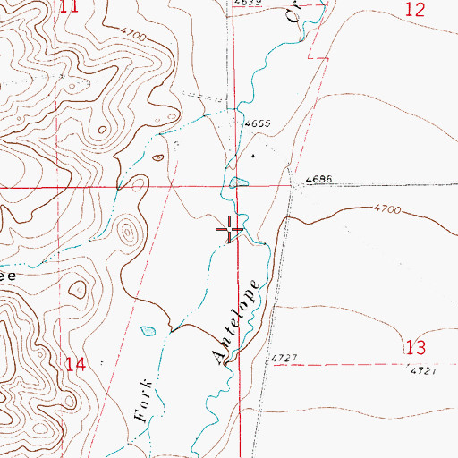 Topographic Map of West Fork Antelope Creek, MT