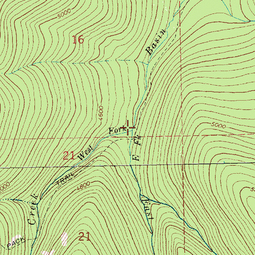 Topographic Map of West Fork Basin Creek, MT