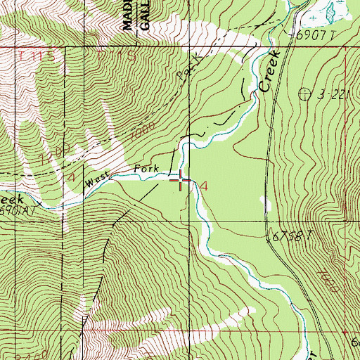 Topographic Map of West Fork Beaver Creek, MT
