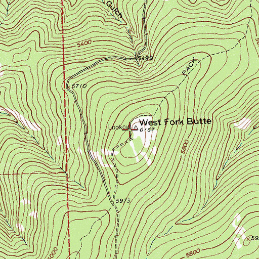 Topographic Map of West Fork Butte, MT