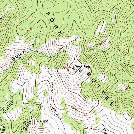 Topographic Map of West Fork Buttes, MT
