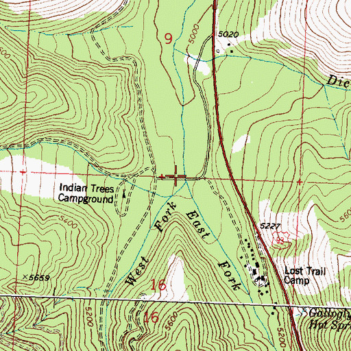 Topographic Map of West Fork Camp Creek, MT