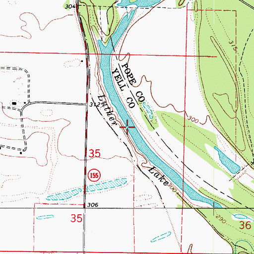 Topographic Map of Luther Lake, AR