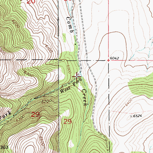 Topographic Map of West Fork Comb Creek, MT