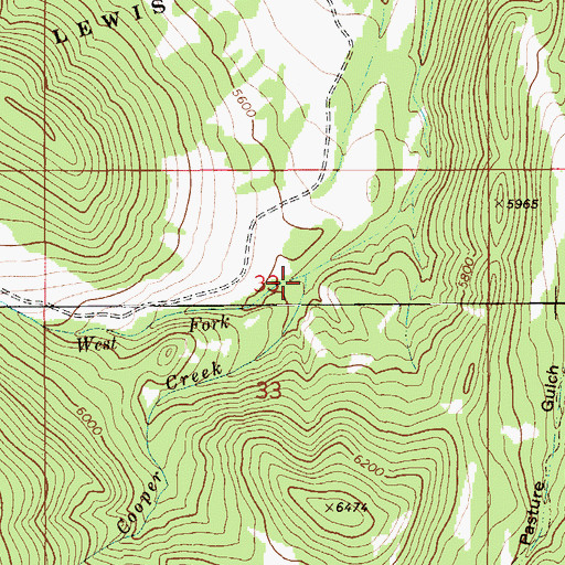 Topographic Map of West Fork Cooper Creek, MT