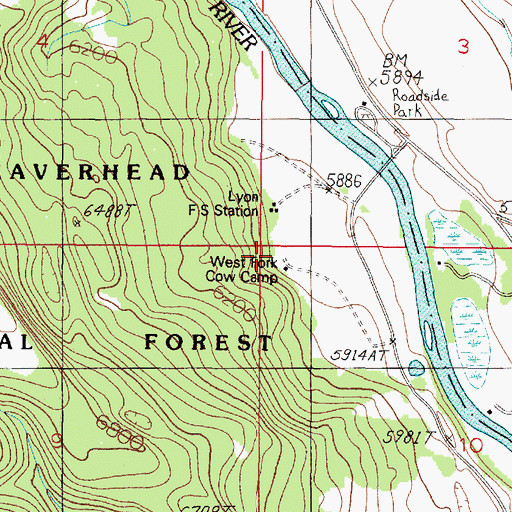 Topographic Map of West Fork Cow Camp, MT