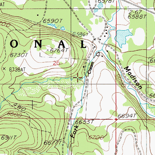 Topographic Map of West Fork Cream Creek, MT