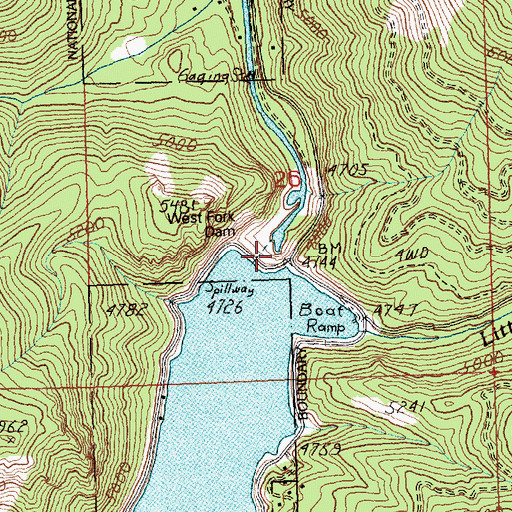 Topographic Map of West Fork Dam, MT