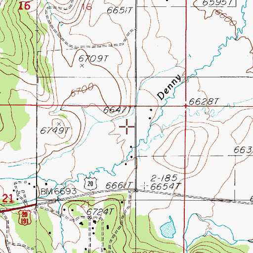 Topographic Map of West Fork Denny Creek, MT