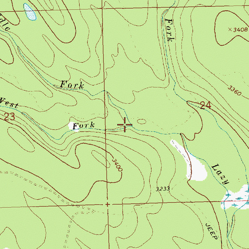 Topographic Map of West Fork Lazy Creek, MT