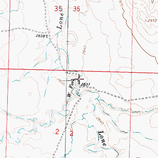 Topographic Map of West Fork Lone Tree Creek, MT