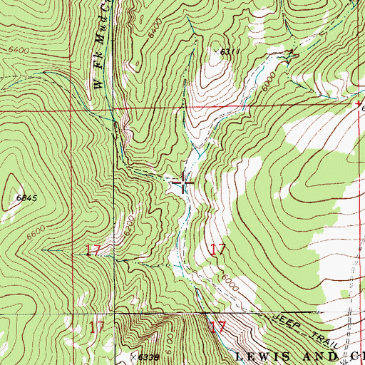 Topographic Map of West Fork Mud Creek, MT