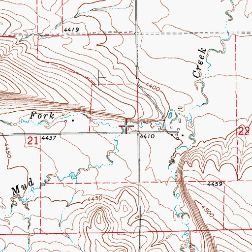 Topographic Map of West Fork Mud Creek, MT