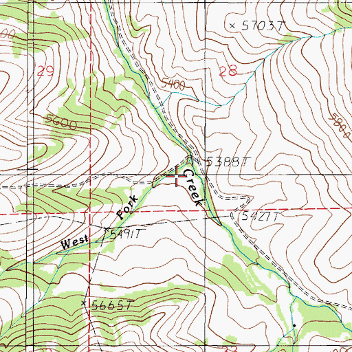 Topographic Map of West Fork Pole Creek, MT
