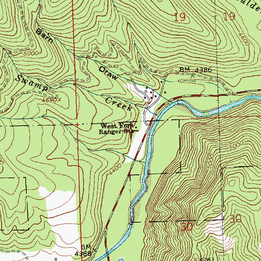 Topographic Map of West Fork Ranger Station, MT