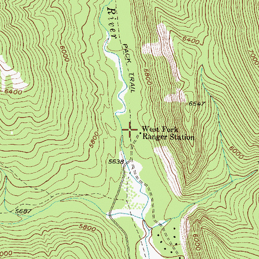Topographic Map of West Fork Ranger Station, MT