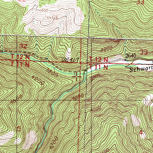 Topographic Map of West Fork Swartz Creek, MT
