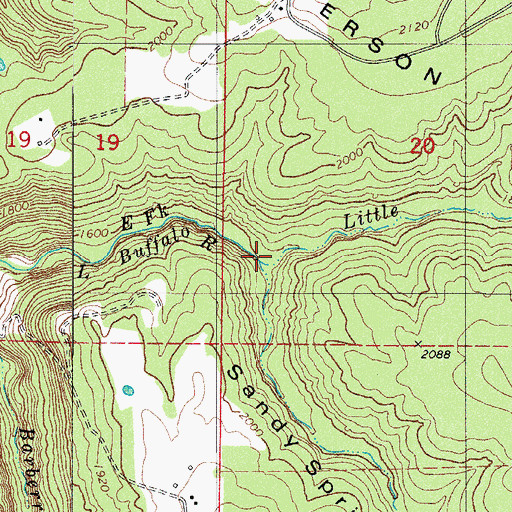 Topographic Map of Little Buffalo Creek, AR
