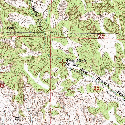 Topographic Map of West Fork Spring, MT