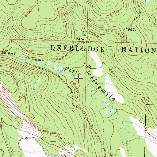 Topographic Map of West Fork Twelvemile Creek, MT