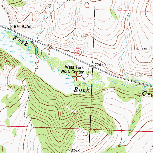 Topographic Map of West Fork Work Center, MT