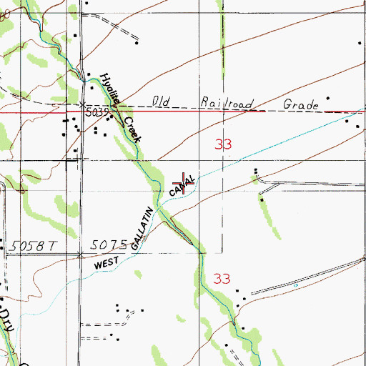 Topographic Map of West Gallatin Canal, MT