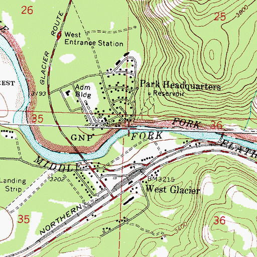 Topographic Map of West Glacier, MT