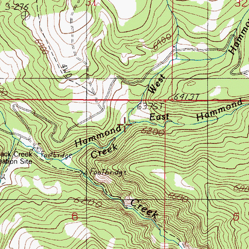 Topographic Map of West Hammond Creek, MT